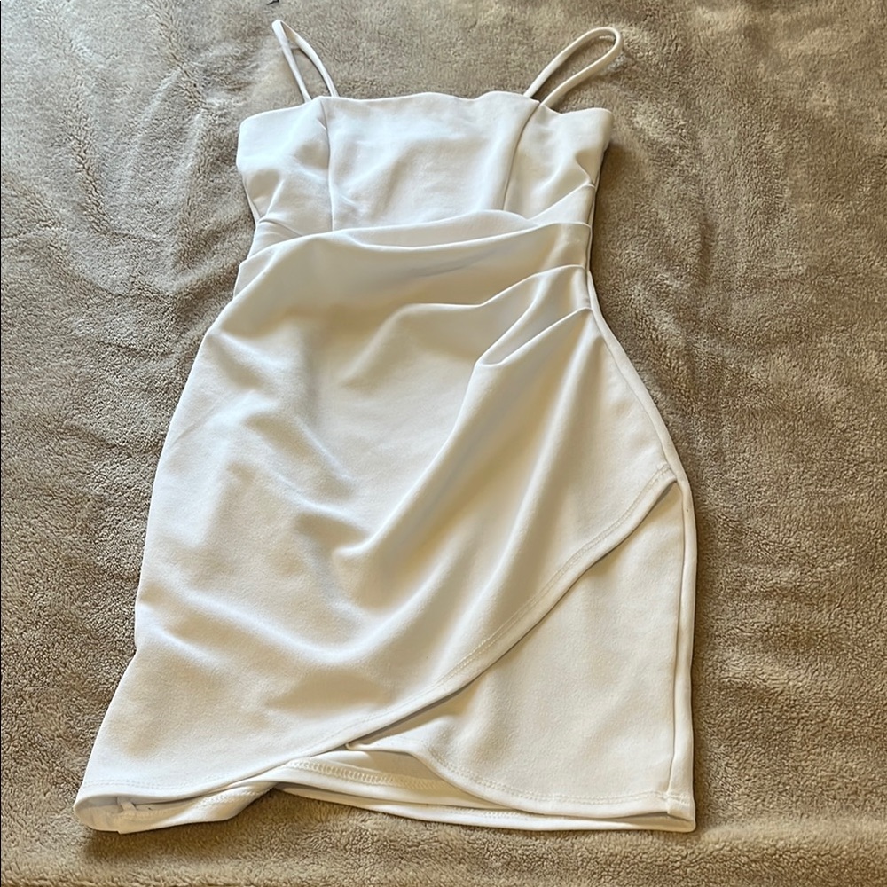 Windsor Cream Asymmetrical Spaghetti Strap Cocktail Dress